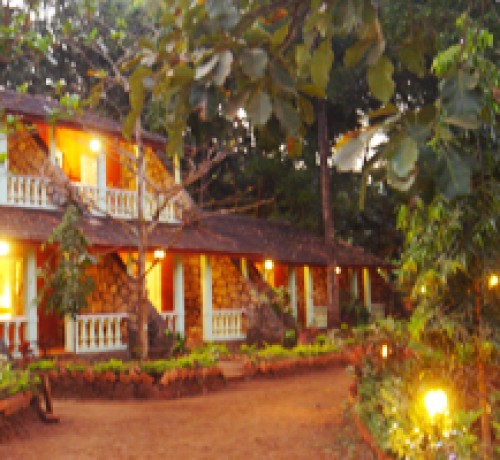 Cottage view at night