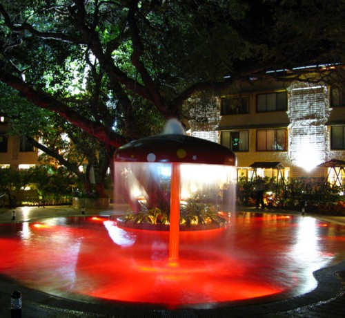 Multi coloured swimming pool