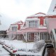 Resort during snowfall