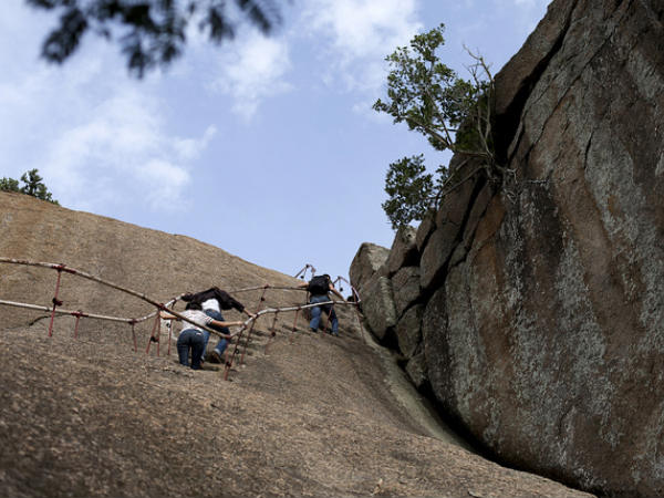 January: Rock climbing in Ramanagaram, Karnataka