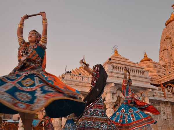 The traditional dance of Garbha being performed at Ambaji temple premises, Gujarat