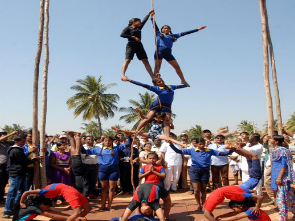 Children Performing Rope Pyramid