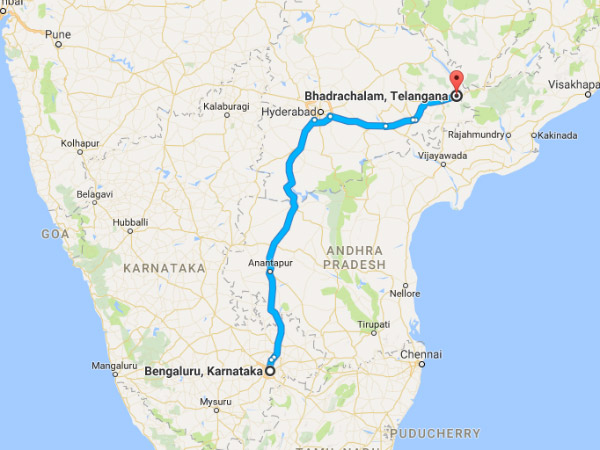 route map from bengaluru to Bhadrachalam route map from bengaluru to Bhadrachalam
