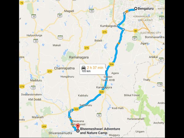 bangalore to bheemeshwari road trip distance