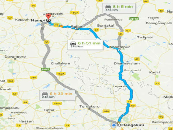 Routes To Reach Hampi From Bangalore