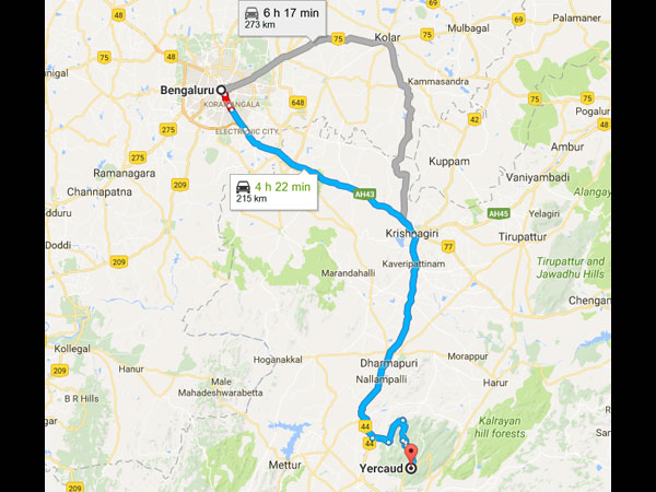 Routes From Bangalore To Yercaud