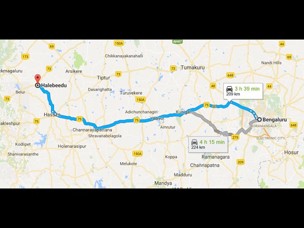 Routes From Bangalore To Halebidu
