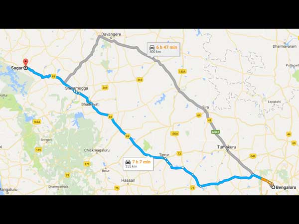 Routes From Bangalore To Sagara