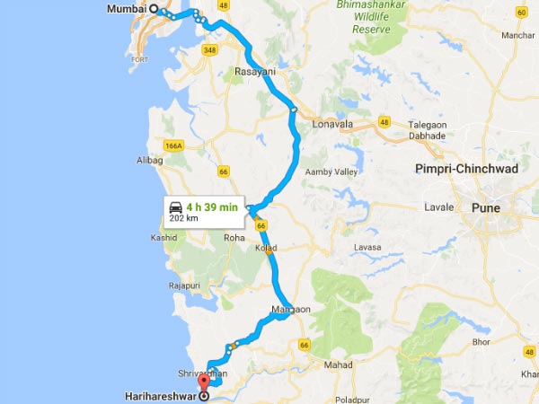 Route From Mumbai To Harihareshwar