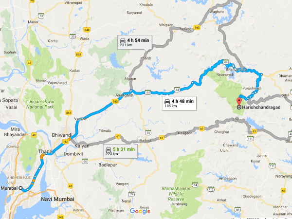Routes From Mumbai To Harishchandragad
