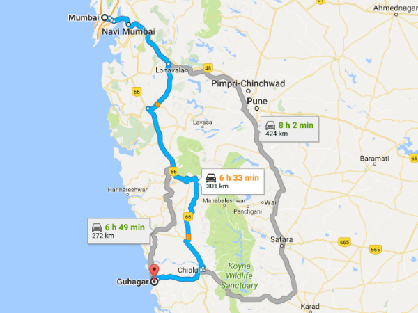 Routes From Mumbai To Guhagar