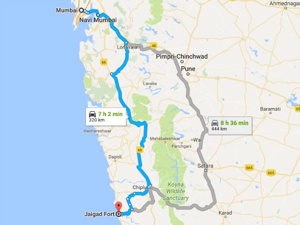 Routes From Mumbai To Jaigad Fort
