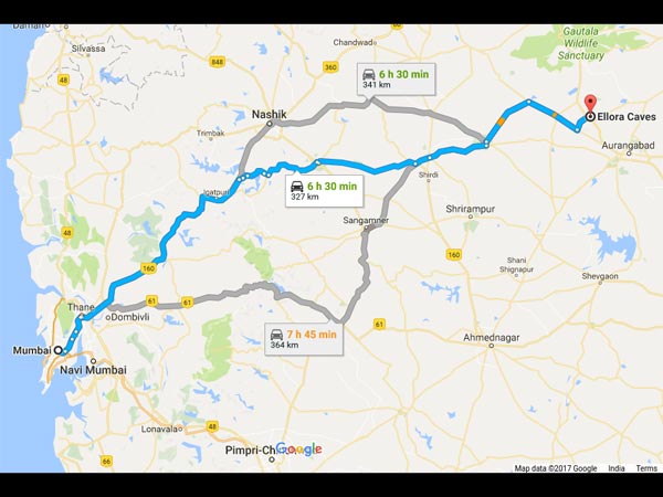 Routes From Mumbai To Ellora Caves