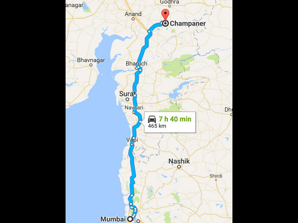 Route From Mumbai To Champaner