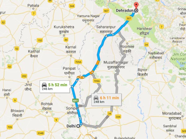Routes From Delhi To Dehradun