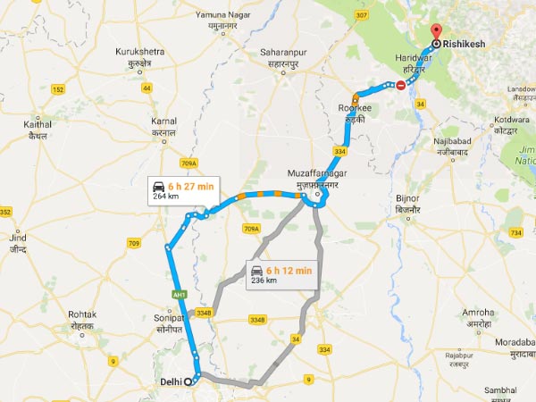 Routes From Delhi To Haridwar-Rishikesh