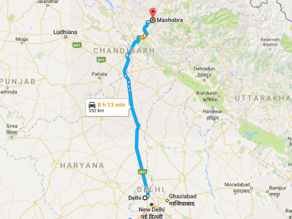 Routes From Delhi To Mashobra