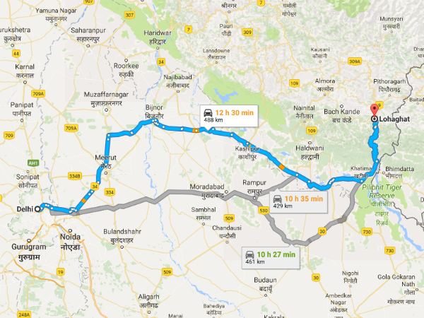 Routes From Delhi To Lohaghat