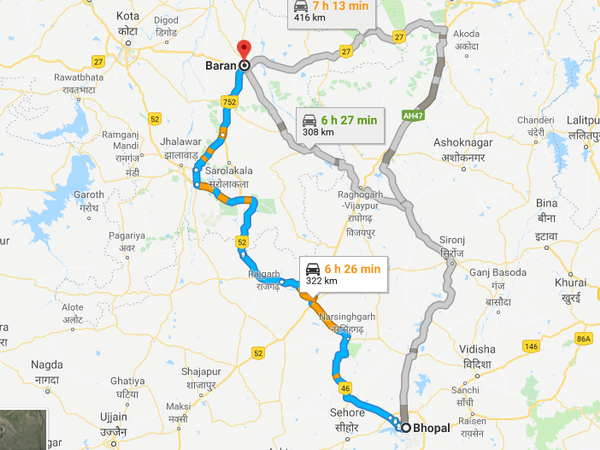 How To Reach Baran From Bhopal