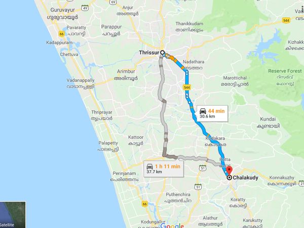 chalakudy tourist places map