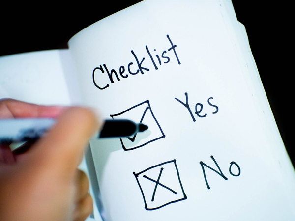 7. Make a checklist