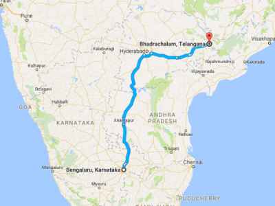 Bhadrachalam To Hyderabad Route Map A Route Map From Bengaluru To Bhadrachalam - Nativeplanet