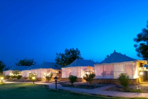 Resort exterior at night