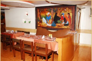 Restaurant with a beautiful painting
