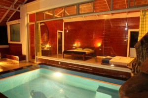 Glass room with private pool