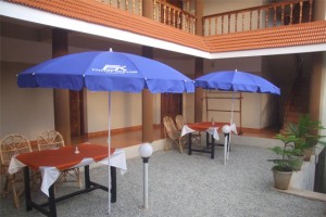 Dining under umbrella Dining under umbrella