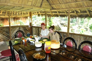 Food in woods view