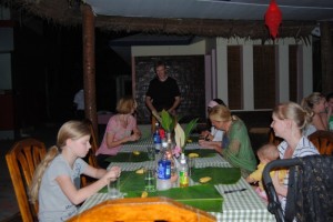 Guests dining in a traditional manner