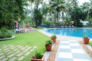Guests relaxing by the pool