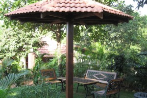 Sitting by the garden