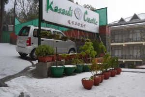 Resort during snowfall Resort during snowfall