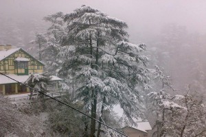 Hotel during snowfall Hotel during snowfall