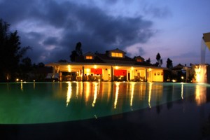 Pool view at night