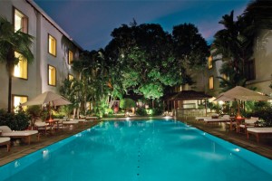 Pool view at night