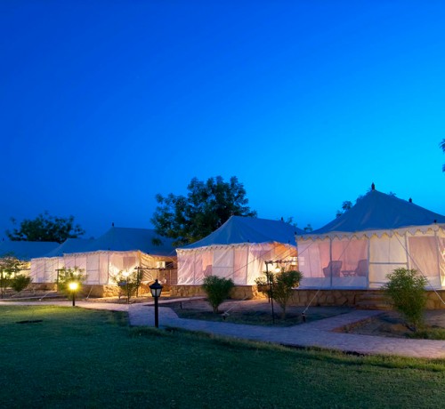 Resort exterior at night