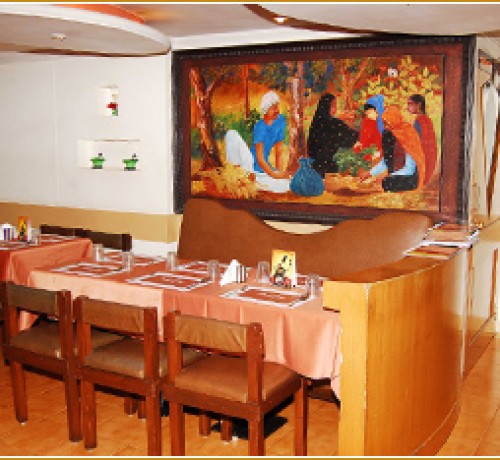 Restaurant with a beautiful painting