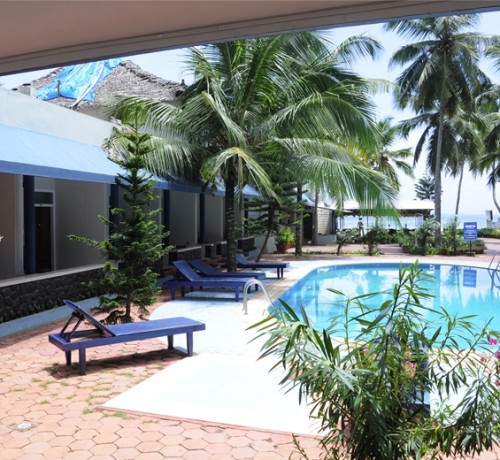 Reclining cots at the pool