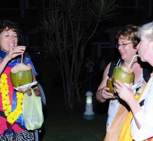 Guests enjoying coconut water