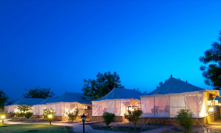Resort exterior at night