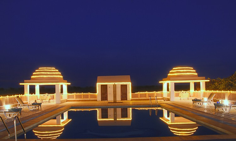 Beautifully lit up pool