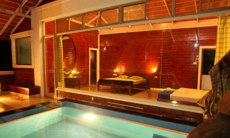 Glass room with private pool