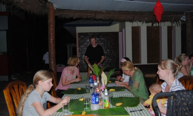 Guests dining in a traditional manner