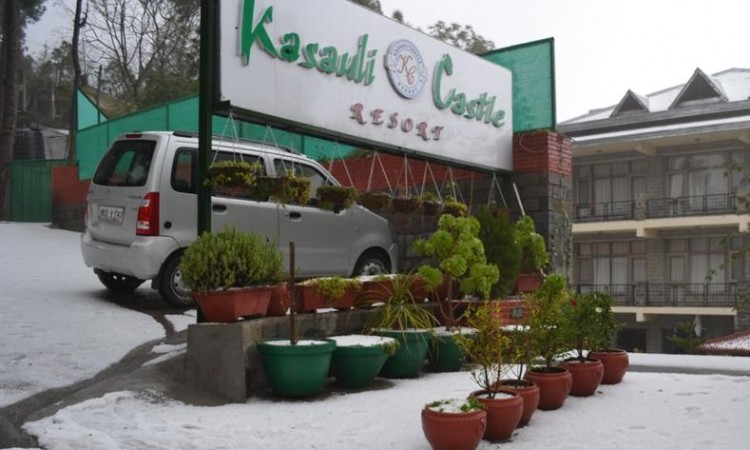 Resort during snowfall Resort during snowfall