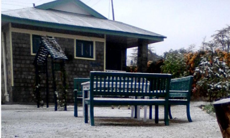 Resort during snowfall