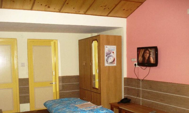 Room with sloping wooden roof Room with sloping wooden roof