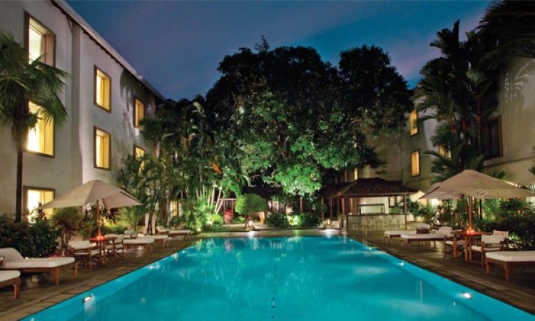 Pool view at night